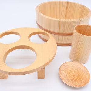 Hinoki Bathtub Beer Holder Set