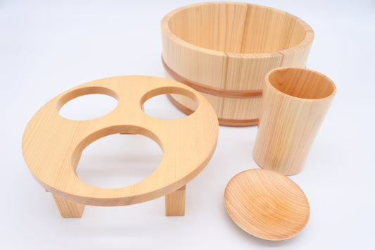 Hinoki Bathtub Beer Holder Set
