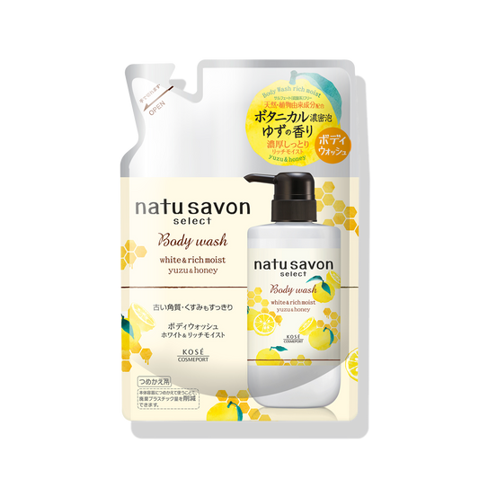 Softymo Natu Soap Select White Body Wash, Rich Moist, Yuzu & Honey, Refill
