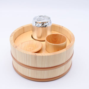 Hinoki Bathtub Beer Holder Set